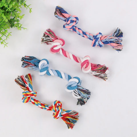 1 Pcs Pets Dogs Pet Supplies Pet Dog Puppy Cotton Chew Knot Toy Durable Braided Bone Rope 32cm Funny Tool (Random Color )