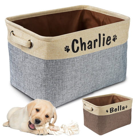 Personalized Pet Dog Toy Storage Basket Dog Canvas Bag Foldable
